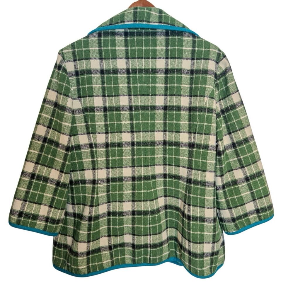 Vintage Y2K Tabitha Green Plaid Double Breasted Wool Blend Jacket Size Large - Picture 3 of 7